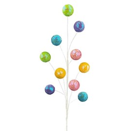Michelle's aDOORable Creations 27" Sequin Ball Spray: Multi Purple Pink Yellow Green Easter Spring Floral Arrangment DIY Craft Wreath Garland Decorative Stem Pick