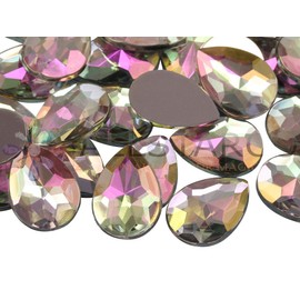 Allstarco 25x18mm Flat Back Teardrop Acrylic Rhinestones Plastic Gems for Jewelry Making Costume Jewels Cosplay Card Making Embelishments Decor Crafts - 20 Pieces (Crystal Clear AB A01)