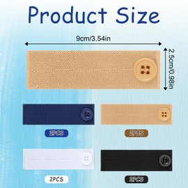 Thinp 8 PCS Elastic Waist Extenders for Pants, No Sewing Instant Waistband Extension Adjustable Jeans Waist Button Extender Waistband for Women Men - 4 Colors