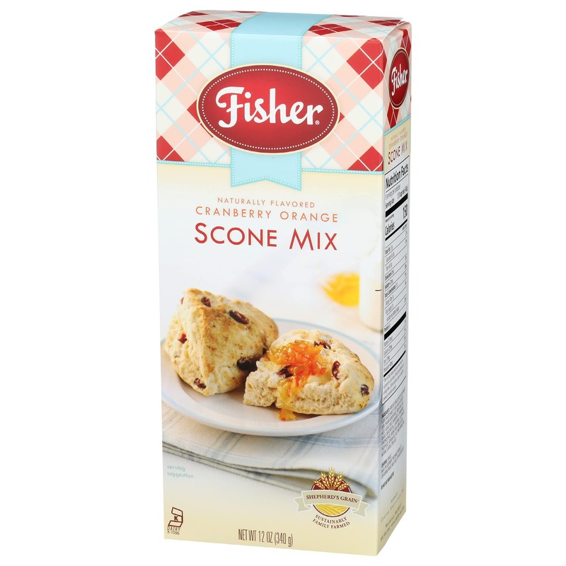 Fisher Scone Mix, Cranberry Orange, 12 OZ (Pack of 6)