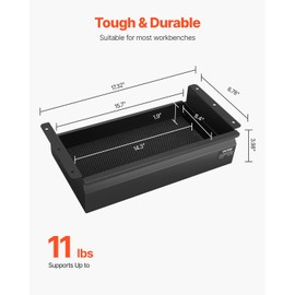 VEVOR Under Desk Drawer Slide Out, 16 inch Attachable Desk Drawer for Sit Stand Workstation, Hidden Under Counter Drawers for office Home, Black