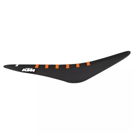Enjoy Mfg 2011-2015 KTM SX-SXF 125 250 350 450 SEAT COVER ALL BLACK / ORANGE RIBS #47 LOGO