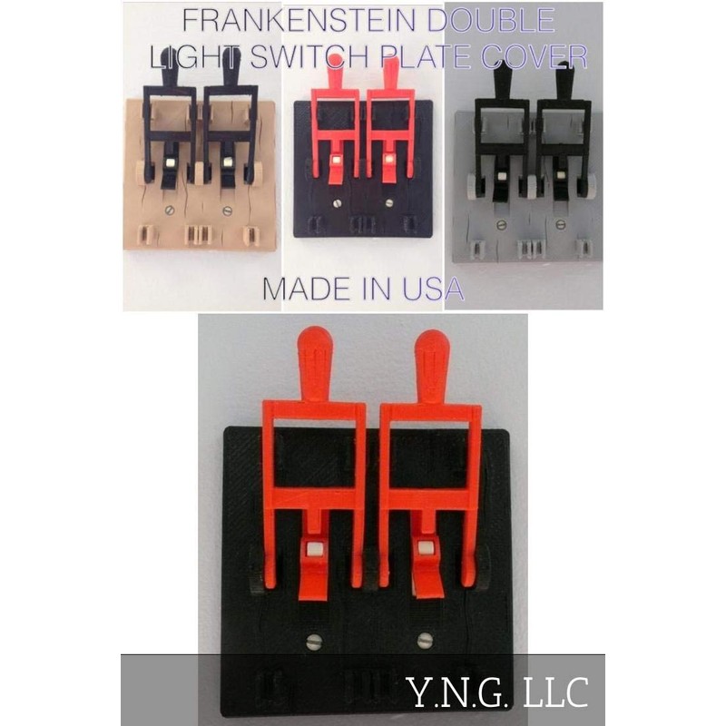 DUAL FRANKENSTEIN LIGHT SWITCH COVER PLATE FLIP HANDLE 3D PRINTED