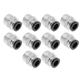 HOPESPANNER Push to Connect Air Fittings 5/16" Male Thread Air Line Quick Connector Plastic Metal 3/8" BSPT 10 Pcs Black Silver Tone