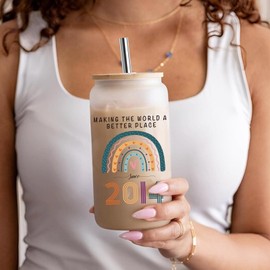 Jars Nova Meaningful Gifts for 11 Year Olds Girls– 11th Birthday Gifts for Girls- 16oz Iced Coffee Cup with Inspirational Quote & Reusable Straw