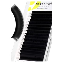 BEYELIAN Eyelash Extension Natural Matte Black 0.03-0.20 C/D/D+/L/M/LU Curl 7-15mm 100°/212°F High Temperature Resistant Classic Volume Individual lash Extensions Professional Use (0.20 D 7-15mm)
