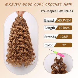 8 Packs GoGo Curl Crochet Hair 27 Color 10Inch Beach Curls Crochet Hair For Women Natural Deep Wave Ocean Wave Crochet Hair Extensions(10 Inch,27)