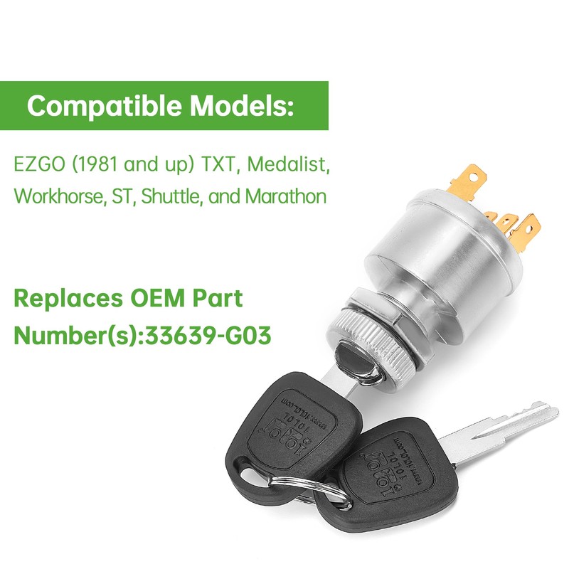 10L0L Golf Cart Unique Key Switch for EZGO TXT, Medalist,