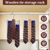 4Pcs Wood Tie Rack Hanger with 20 Metal Hooks Space