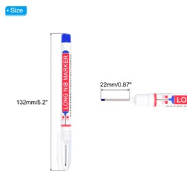 PATIKIL Deep Hole Marker Pens, Set of 12, Ink, Waterproof, Deep Hole Markers, 0.9 inches (22 mm), Long Nose, Pen, Woodworking, Blue
