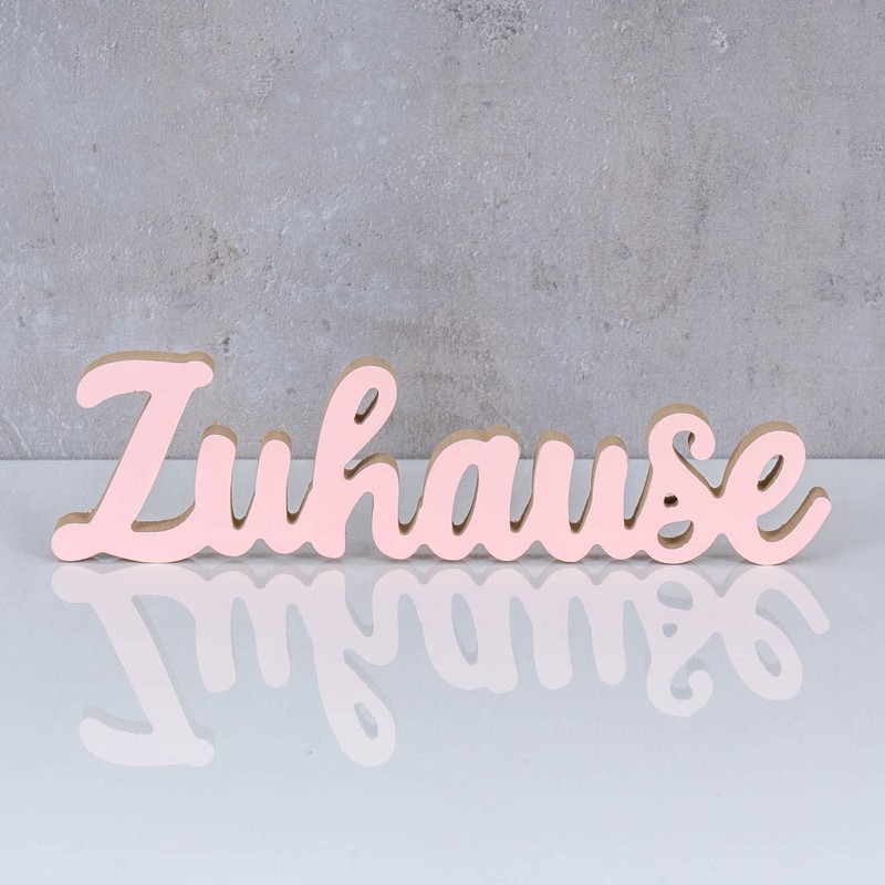 levandeo Lettering Home L30 cm Pastel Pink Wood Table Decoration
