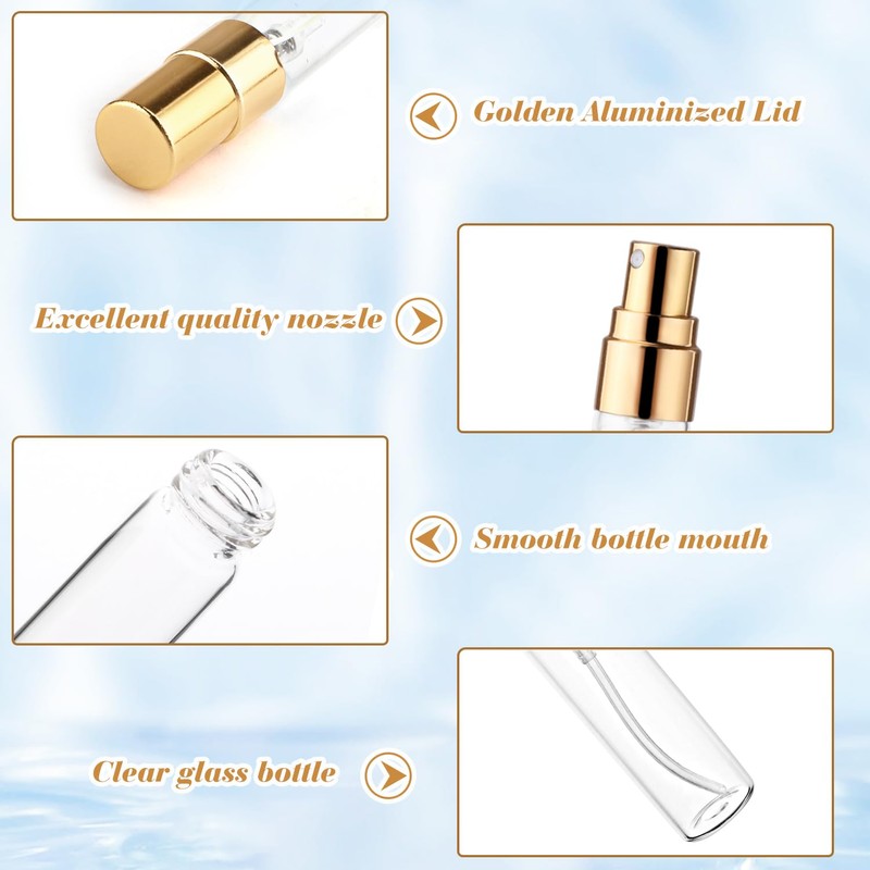 BOSMIOW 20Pcs 5ml Clear Glass Mist Spray Bottle Refillable Mini