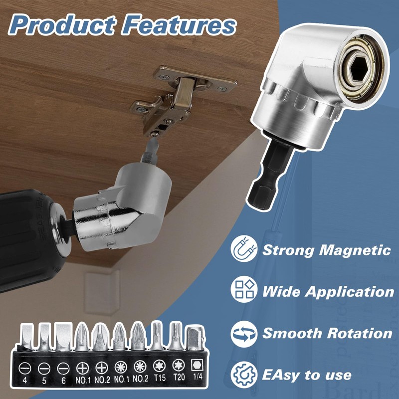 Vakki Right Angle Drill & Screwdriver Bit Set, 105 Degree