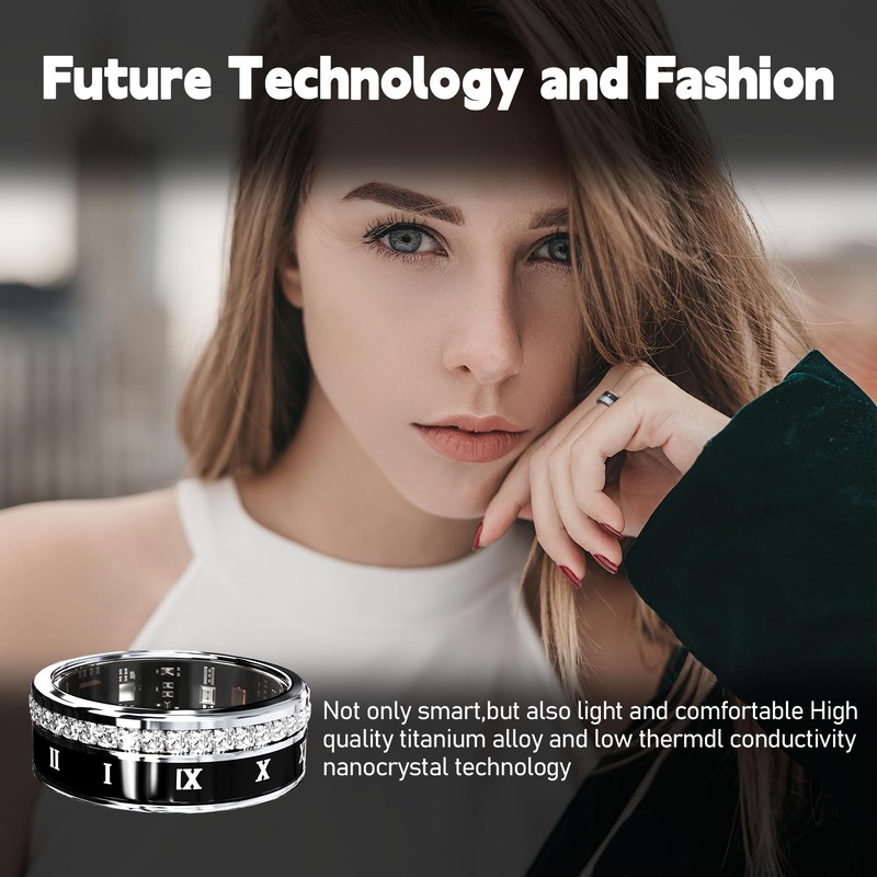 GANSI Smart Ring Fitness Tracker Ring - Health Sleep Heart