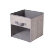 Foldable Fabric Storage Cube Bin with Metal Handles, Gray