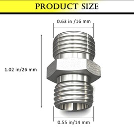 Hxszk Carbon Steel Hydraulic Hose Adapter for M14-M16 Threads - Compatible with AGT, FF Industries, VICSEC, Miva, Machpro, TPM Mini Excavators, Silver Fitting Connector (1-Pack)