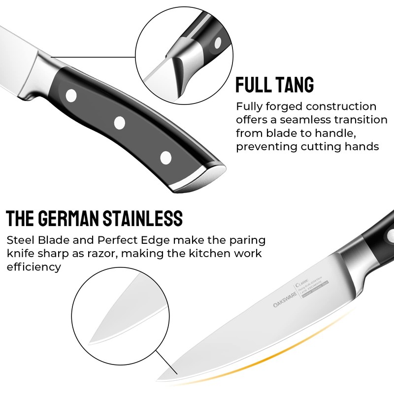 OAKSWARE Paring Knife, 4 inch Small Kitchen Knife Ultra Sharp