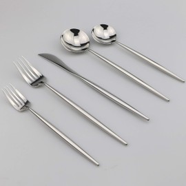 JANKNG 20-Pieces 18/10 Stainless Steel Silverware Set, Mirror Polishing SilverFlatware Set, Kitchen Knife Fork Spoon Utensils, Service for 4