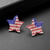 Lux Accessories Red Blue Rhinestones American Star Silver Stud Earrings