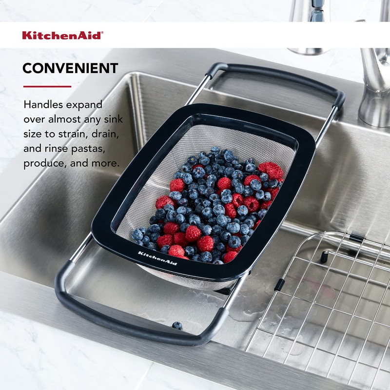 KitchenAid Expandable Stainless Steel Colander, Black