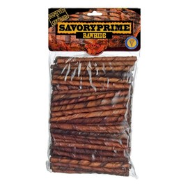 Savory Prime 100 Count Beef Dog Treats Low Fat Twist Sticks 5 Inch Chewies