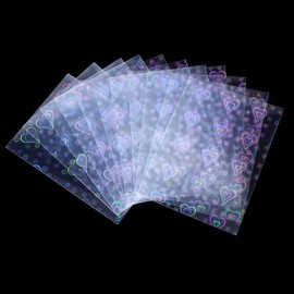 LIQWEI 100 Pcs Photocard Sleeves Love Heart-Shape, Holographic Card Sleeves Transparent Waterproof, Protective Photocard Holder for Trading Cards Penny Sleevesra