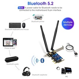 EDUP PCIe WiFi 6 Card 5.1 AX 3000 Mbps AX200 Dual Band 5.GHz/2.4GHz PCI-E Wireless WiFi Network Adapter Card for Desktop Windows 10 64-bit