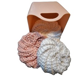 Facial/Bath Scrubbies or Kitchen Scrubbies - Set of 3 with Storage Container