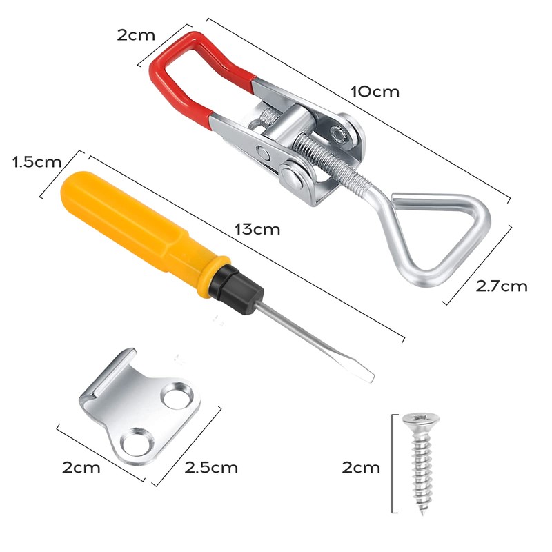 Pack of 10 Tension Clasps, Box Lock with Screws, Lever