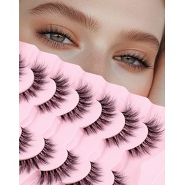 Onlyall False Eyelashes Cat Eye Lashes Volume Lashes Fake Lashes Wispy Lashes Mink Lashes Fluffy Natural Eyelashes 15mm Lashes D35