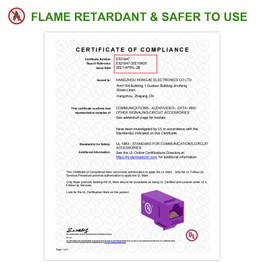 VCE RJ45 Cat6 Ethernet Keystone Inline Coupler UL Listed, Female to Female Network Insert UTP for Cat6/Cat5e/Cat5 Cable 5-Pack Purple