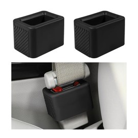 Gasedin 2 PCS Seat Belt Buckle Holder, Silicone Seatbelt Buckle Booster for Easy Access, Seat Belt Buckle Fixer Makes Receptacle Stand Upright and Stable for Kids, Car Accessories (Black)