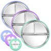 Rycid 3-Pack Stainless Steel Baby Plates with Suction, BPA-Free Stainless