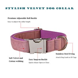 JiangYanus Dog Collar and Leash Set, Velvet Dog Collar and Leash with Metal Quick Release Buckle Adjustable for Small Medium Large Dogs Walking Running Training, Heavy Duty and Soft on Skin