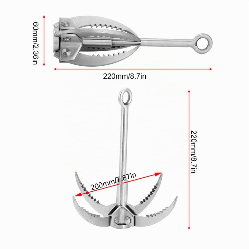Ausla Stainless Steel Foldable Grappling Hook with 4 Claws for