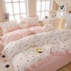 VM VOUGEMARKET Ruffle Comforter Set with Strawberry Prints,Kawaii Bedding Comforter