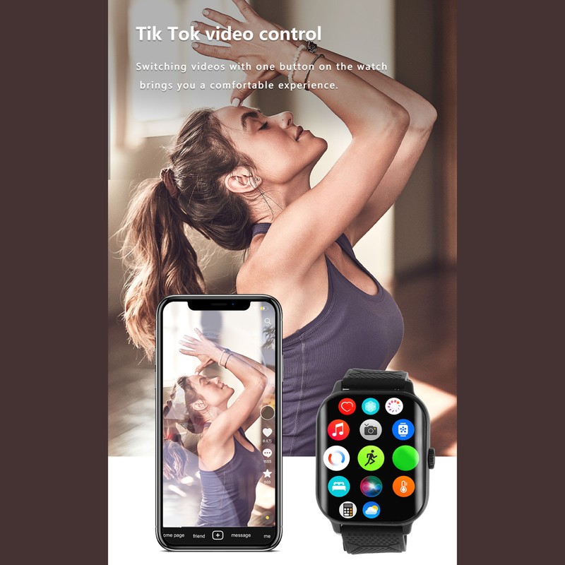 2.02in Curved Screen Smart Watch Blood Glucose Measure Health Monitor