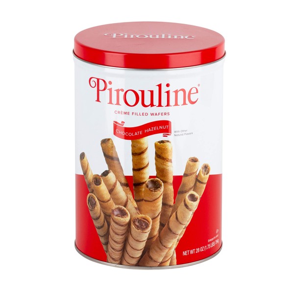 Pirouline Rolled Wafers – Chocolate Hazelnut – Rolled Wafer Sticks, Crème Filled Wafers, Rolled Cookies for Coffee, Tea, Ice Cream, Snacks, Parties, Gifts, and More – 28oz Tin 1pk