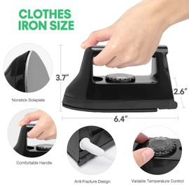 Mini Iron for Crafts and Quilting - Travel and Household Electric Heat Press Machine for Sewing Supplies (Black)