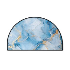 YUVAMAGIMO Blue Marble Print Half Round Rugs Indoor Entrance Xmas Door Rug 30" x 18" Absorbent Quick Drying Half Circle Doormat Floor Mat for Christmas Kitchen Bathroom Front Door Patio