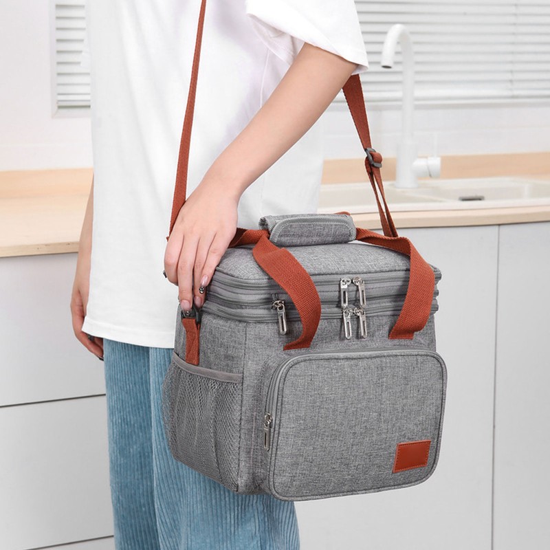 Insulated Lunch Bag 2 Layer Leakproof 14L Large Capacity Handheld