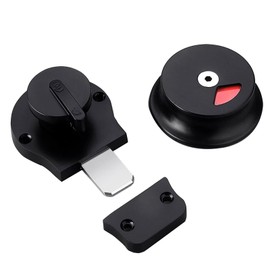 Commercial Restroom Door Handle with Indicator Lock, Available or Occupied Toilet Bolt Indicator Privacy Door Lock Handle - Latch Buckle for Public Lavatories, Washrooms, and Bathrooms​（Black ）