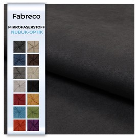 Fabreco NUBUK Upholstery Fabric Sold by the Metre 148 cm Wide, 100% Polyester, Weight 300 g/m, Microfibre, Suede Ideal as or Furniture Fabric for Sofa Cushions, Upholstery Covers - Dark Grey