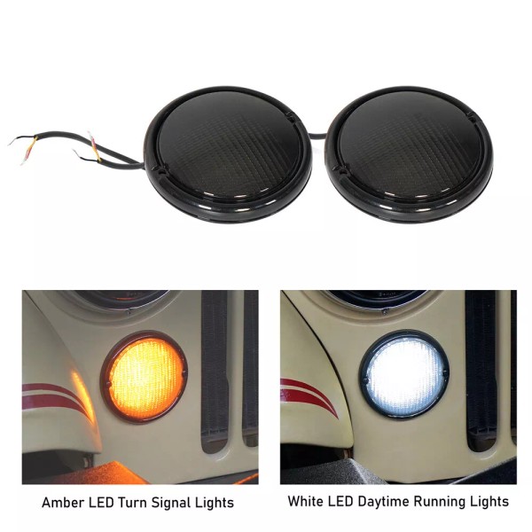 Hooke Road Pair Front LED Smoked Lens Turn Signal Lights
