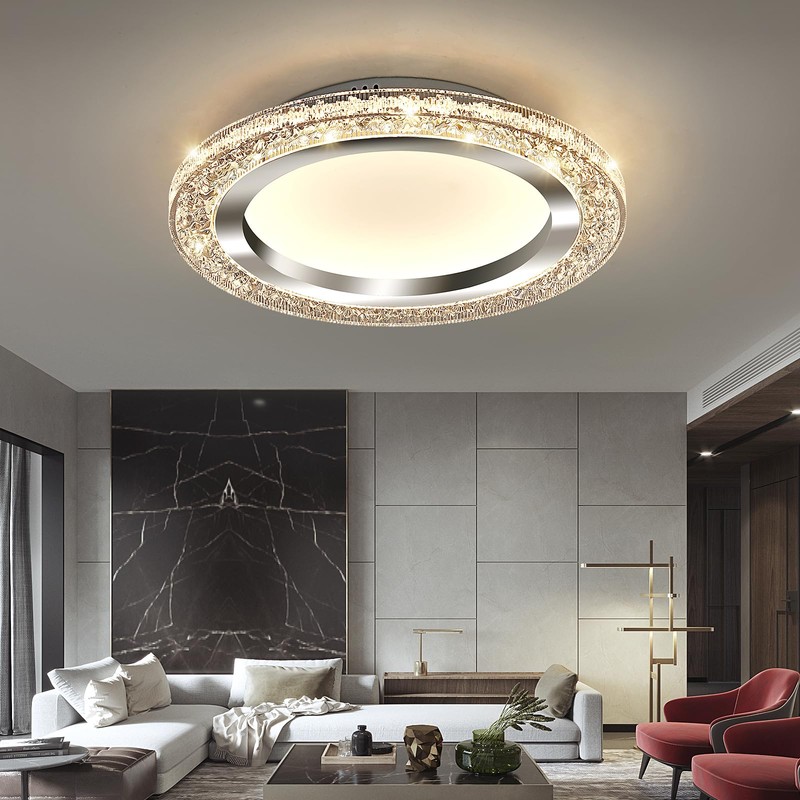 UOFUS 28W LED Flush Mount Ceiling Light Chrome 12inch Modern