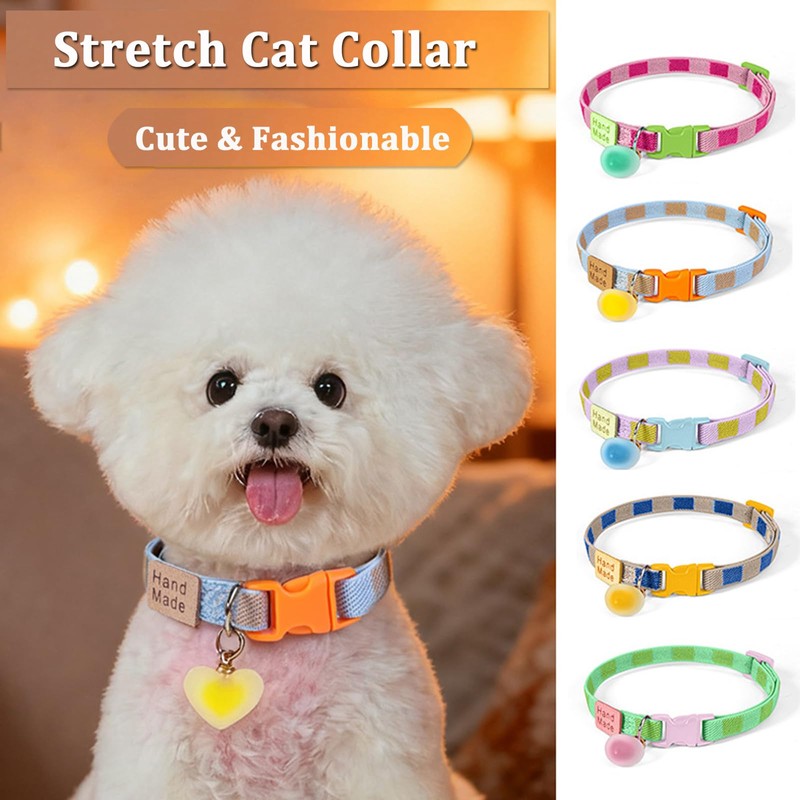 Soft Elastic Cat Collar Cute Breakaway Kitten Collar with Love