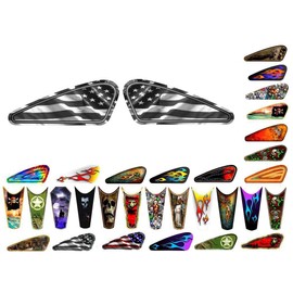 Motorcycle Gas Tank Decals/Sets - for Harley Davidson Sportster Honda Shadow Suzuki Kawasaki Indian Yamaha (American Flag - Tactical - Black & White - 2pc Side Tank Decals)