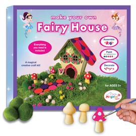 Wooden Fairy House Craft Kit for Kids | DIY Fairy Garden with Paints & Decorations | Creative Arts & Crafts Birthday Gift for Girls Activity | Ages 5, 6, 7, 8-12