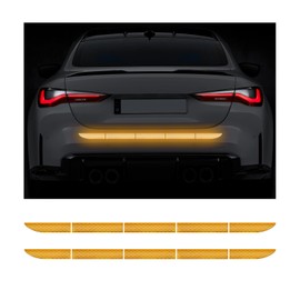 Dickno 2 PCS Car Trunk Reflective Sticker, Waterproof Auto Trunk Anti-Tailgating Reflective Warning Stickers, Rear Bumper Guard Protector Reflective Safety Decal for Most Vehicl (Golden Yellow)