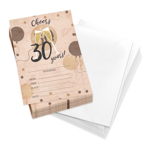 Desert Cactus 30th Birthday Style R Happy Birthday Invitations Invite Cards (25 Count) With Envelopes Girls Boys Kids Party (25ct)